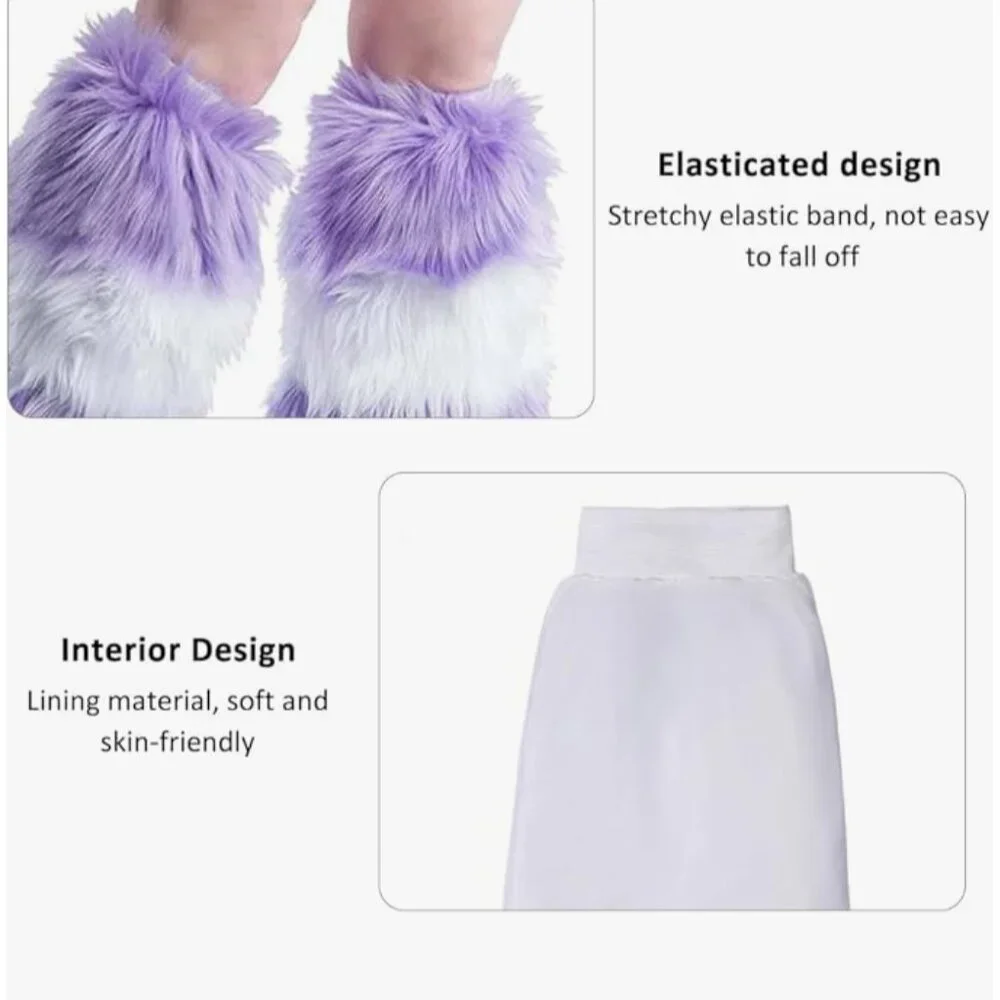 Faux Fur Leg Purple Warmers